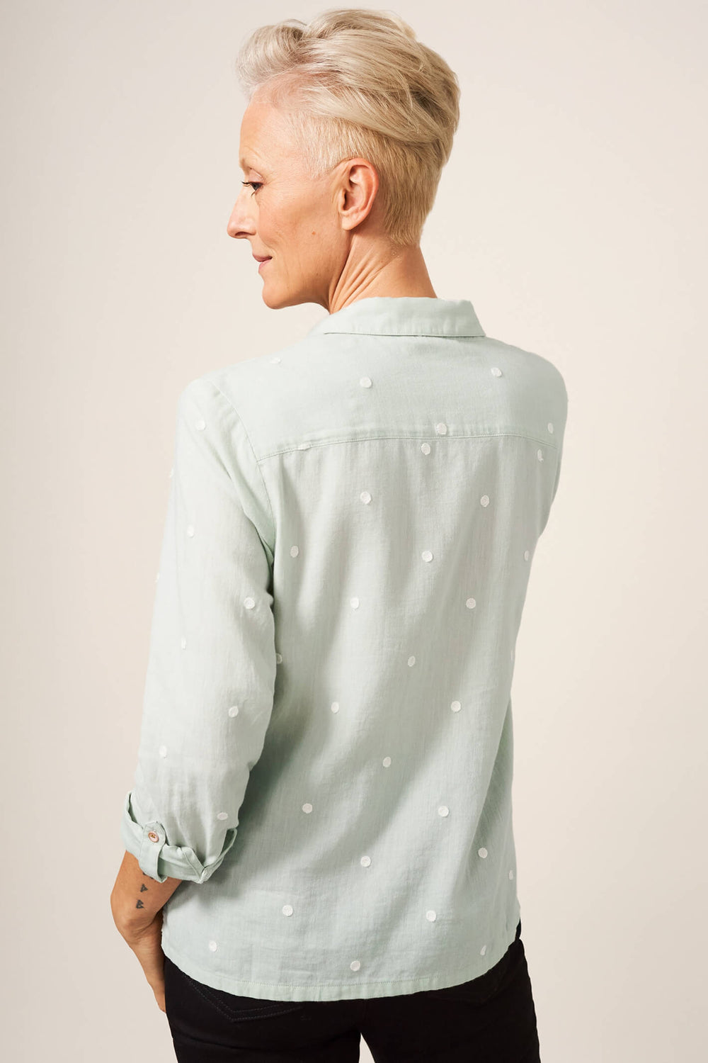 White Stuff 436868 Emilia Green MLT Organic Cotton Shirt - Shirley Allum Boutique