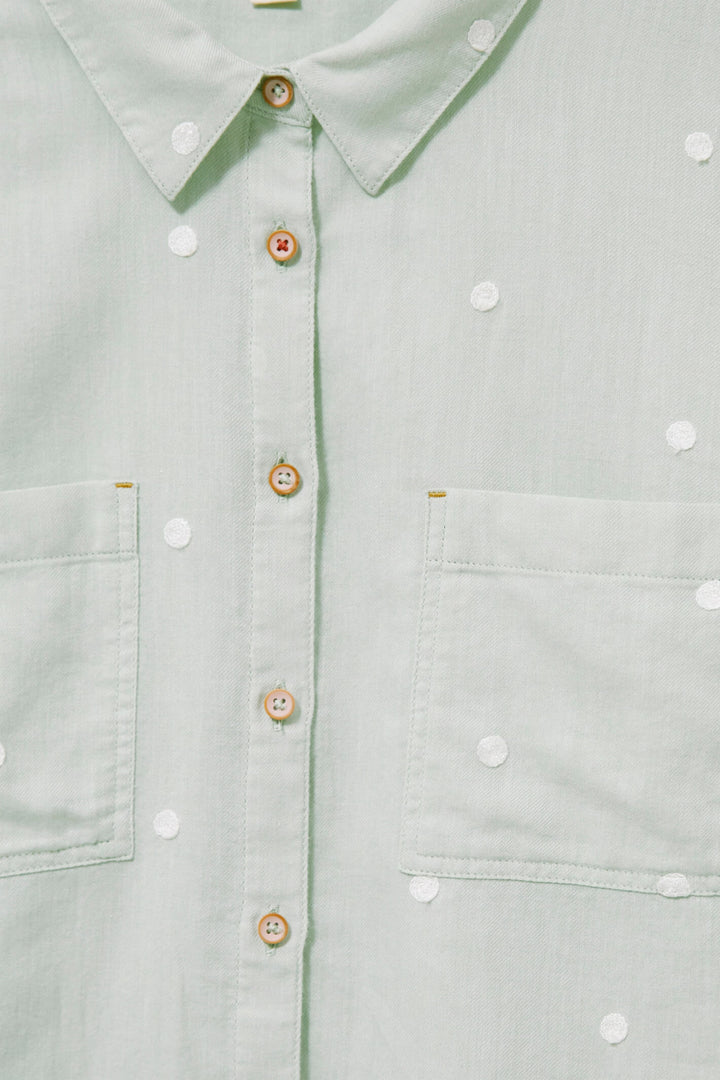 White Stuff 436868 Emilia Green MLT Organic Cotton Shirt - Shirley Allum Boutique