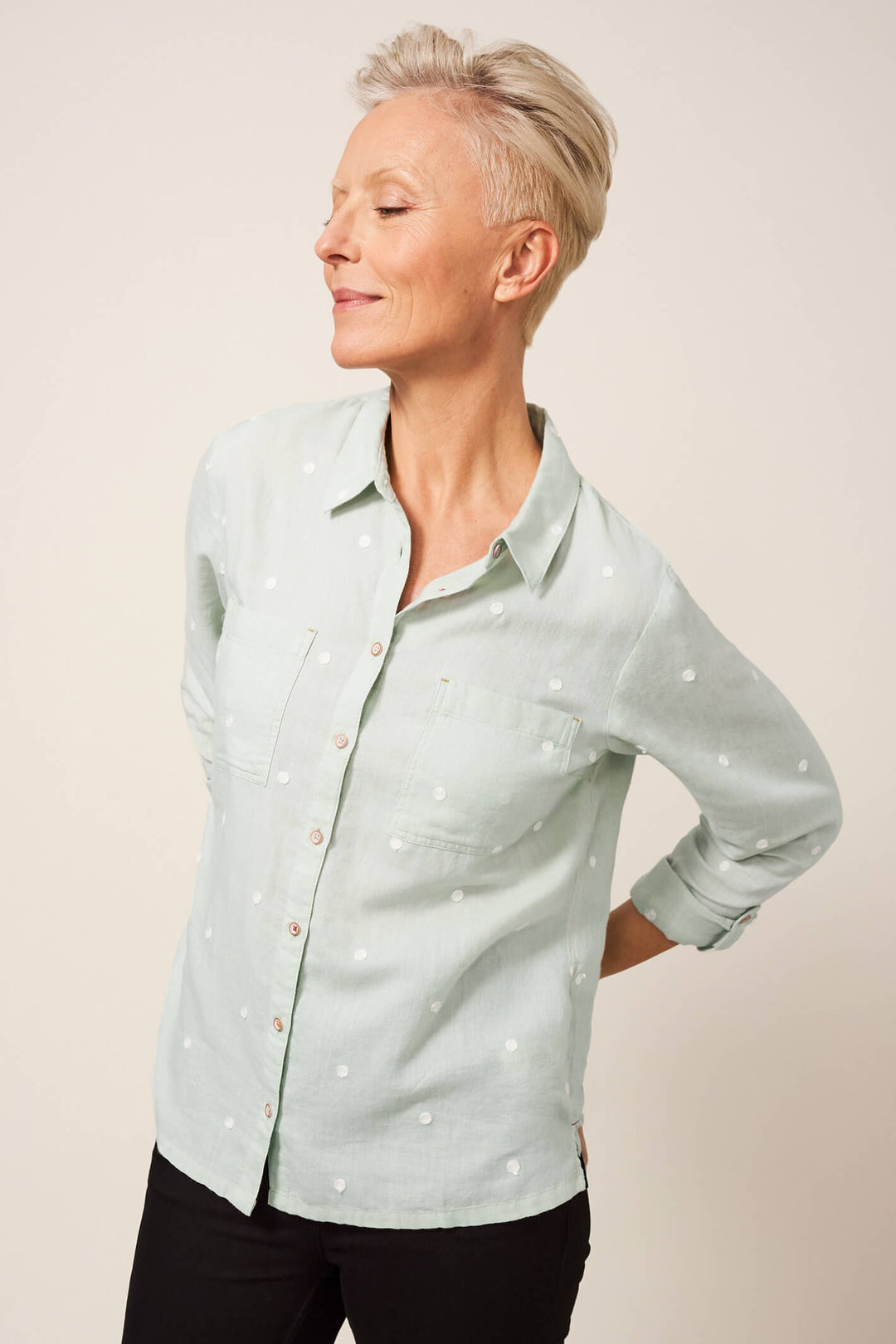 White Stuff 436868 Emilia Green MLT Organic Cotton Shirt - Shirley Allum Boutique
