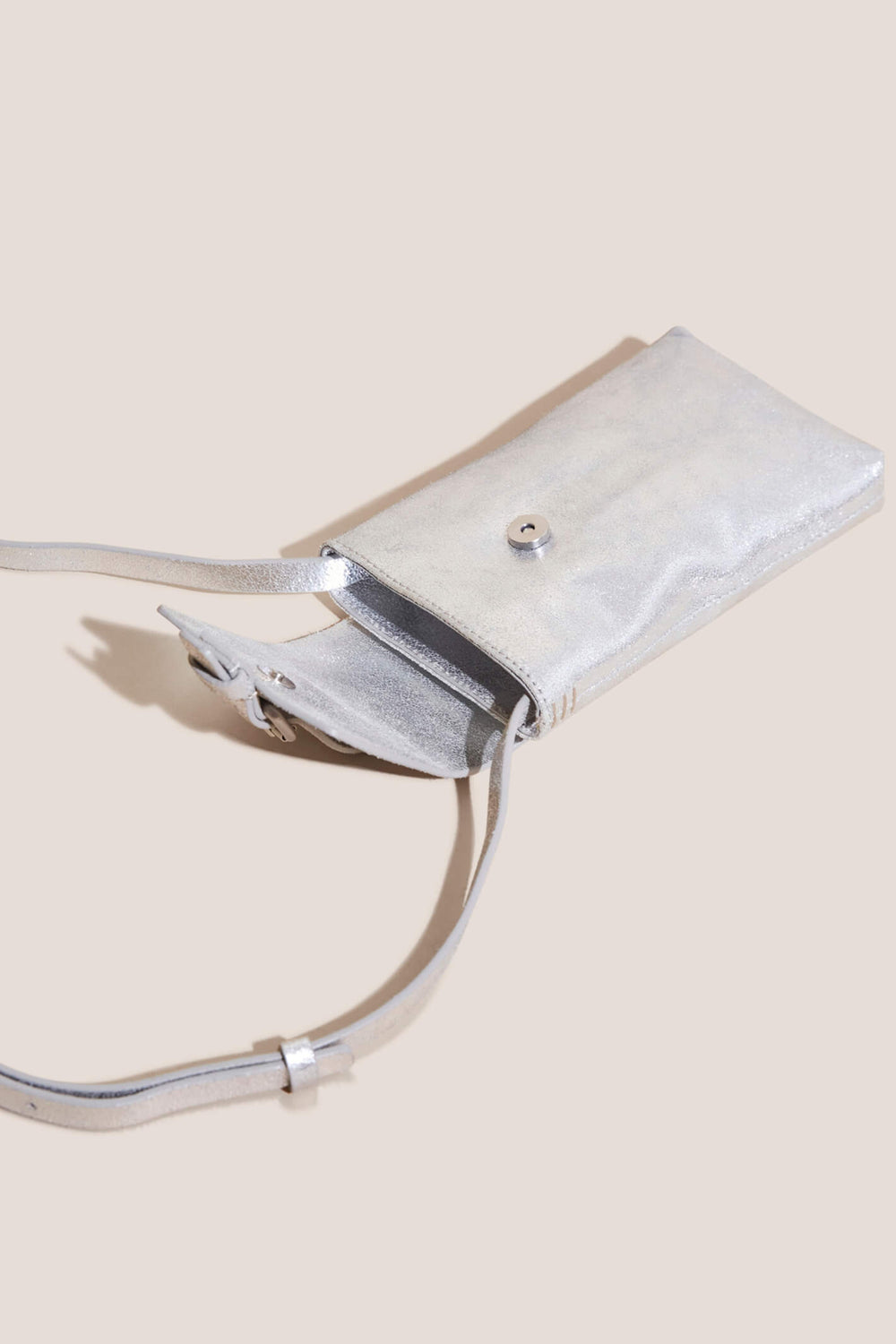White Stuff 437231 Clara Pewter Buckle Leather Phone Bag - Shirley Allum Boutique