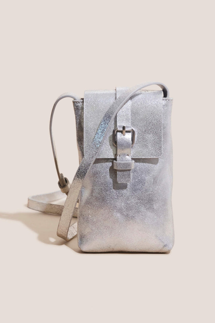 White Stuff 437231 Clara Pewter Buckle Leather Phone Bag - Shirley Allum Boutique