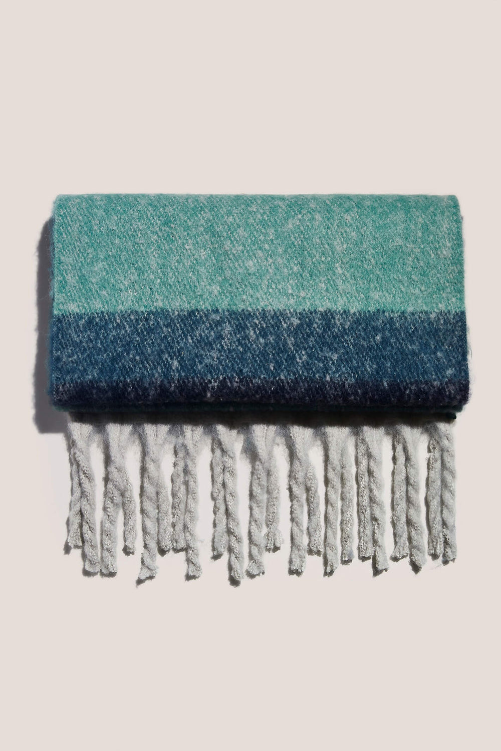 White Stuff 437263 Suki Blue Multi Brushed Colourblock Scarf - Shirley Allum Boutique