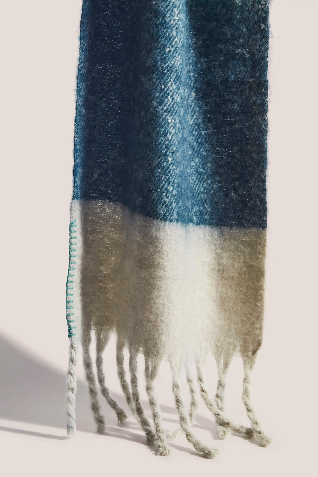 White Stuff 437263 Suki Blue Multi Brushed Colourblock Scarf - Shirley Allum Boutique
