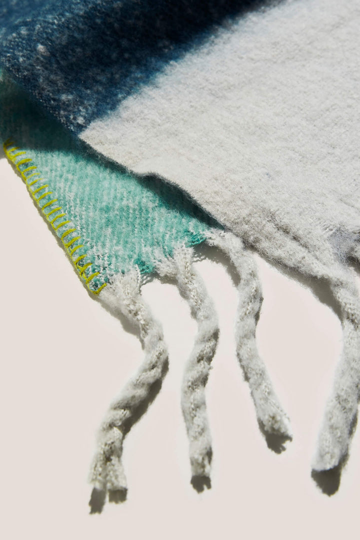 White Stuff 437263 Suki Blue Multi Brushed Colourblock Scarf - Shirley Allum Boutique