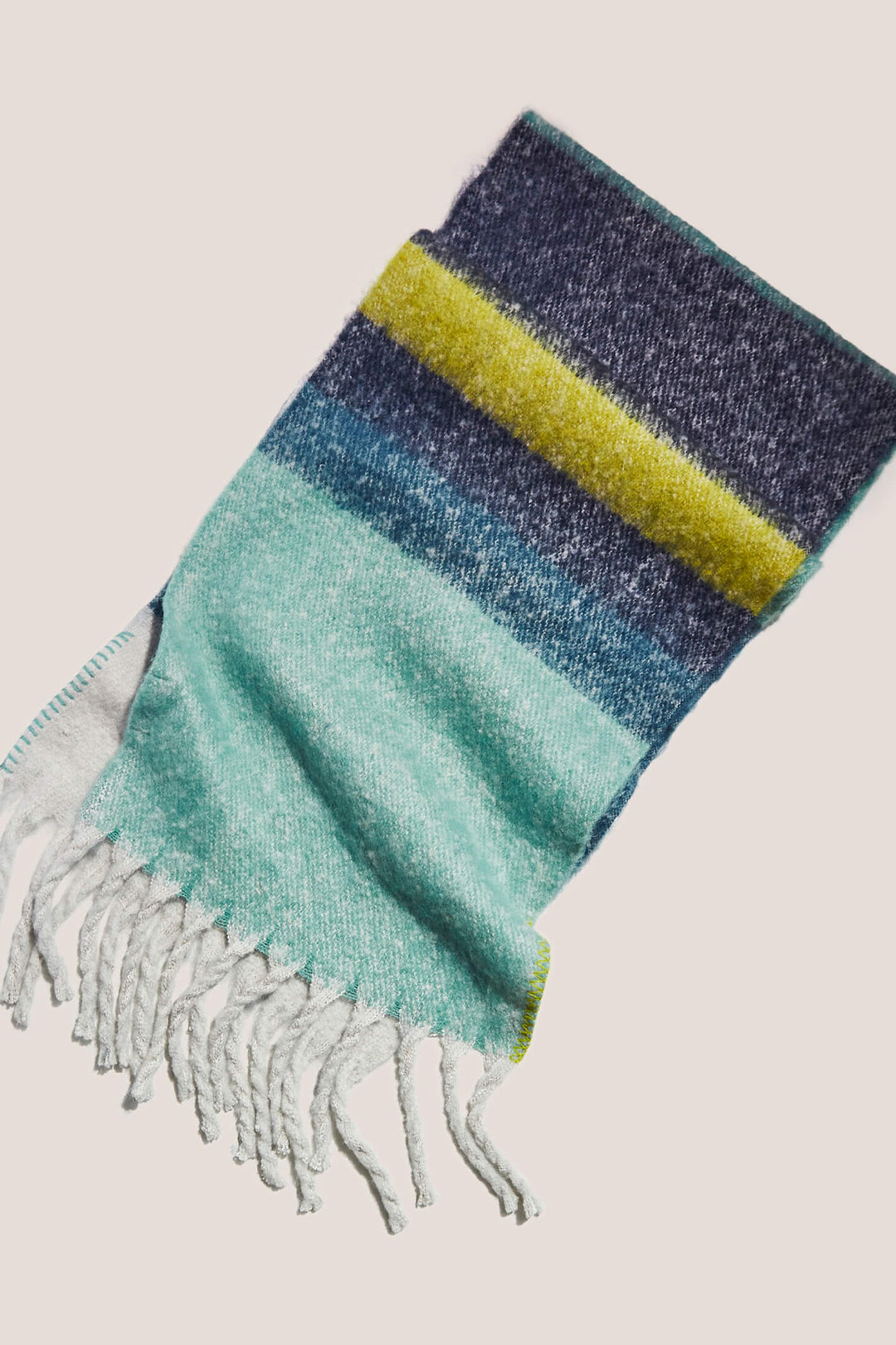 White Stuff 437263 Suki Blue Multi Brushed Colourblock Scarf - Shirley Allum Boutique