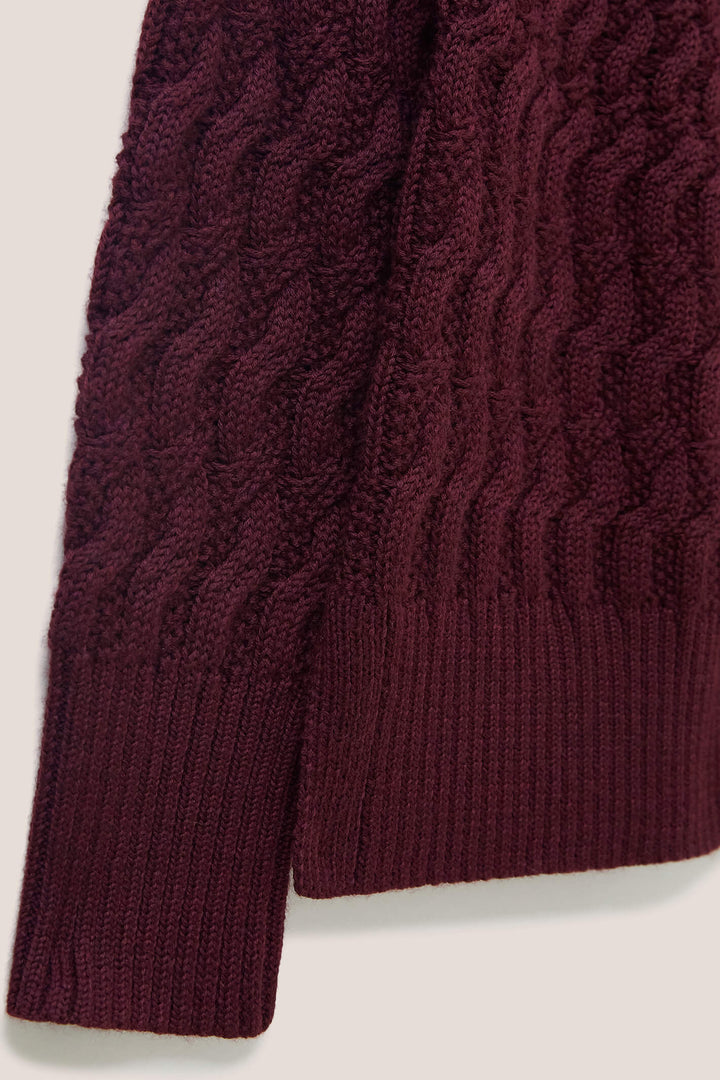 White Stuff 437318 Oak Dark Plum Cable Jumper - Shirley Allum Boutique