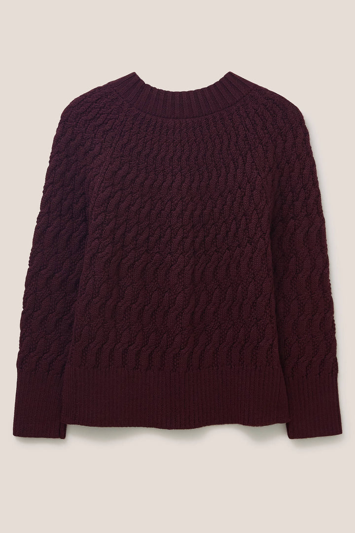 White Stuff 437318 Oak Dark Plum Cable Jumper - Shirley Allum Boutique