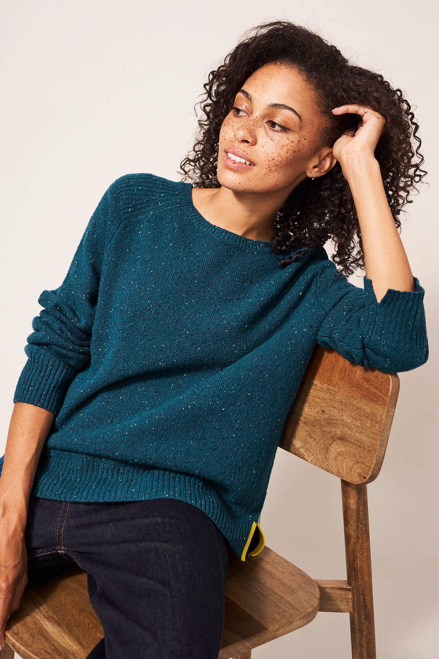 White Stuff 437336 Greenwich Dark Teal Jumper | Shirley Allum