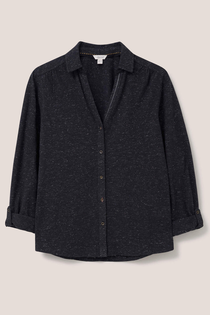 White Stuff 437342 Annie Sparkle Charcoal Grey Jersey Shirt - Shirley Allum Boutique