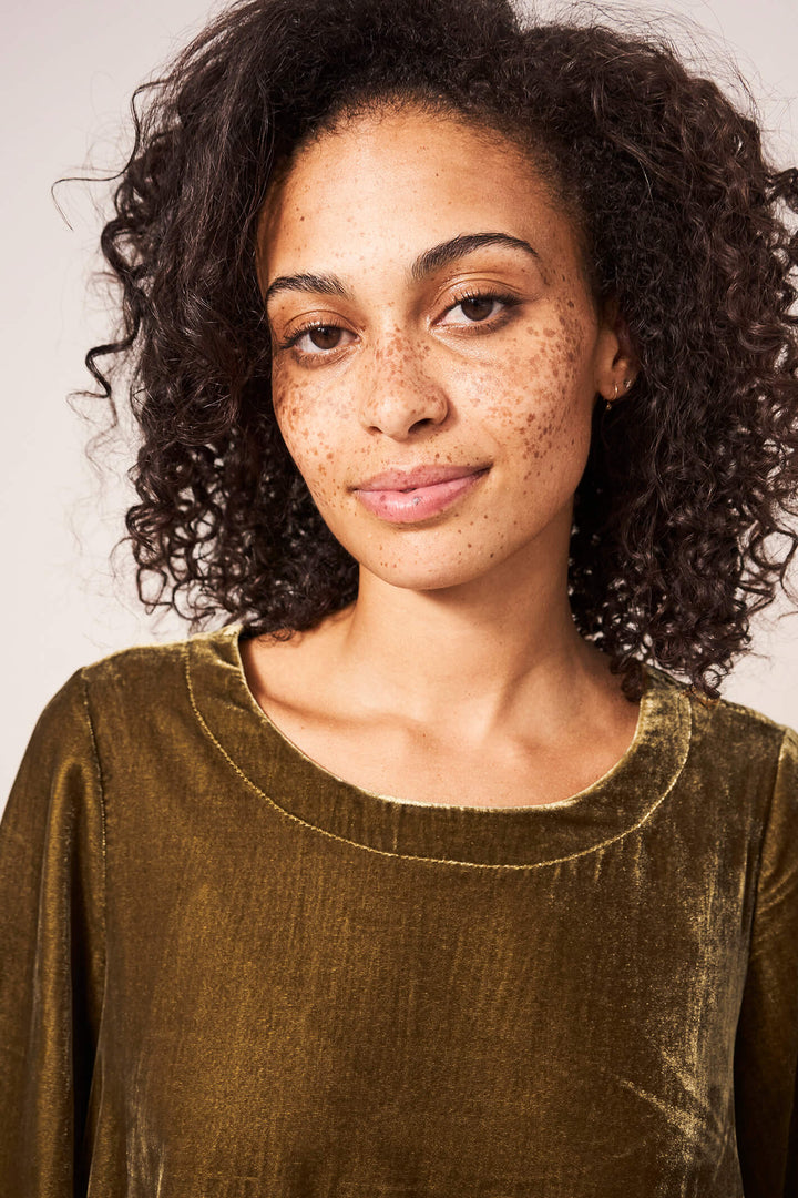 White Stuff 437398 Viola Velvet Mid Chartreuse Top - Shirley Allum Boutique