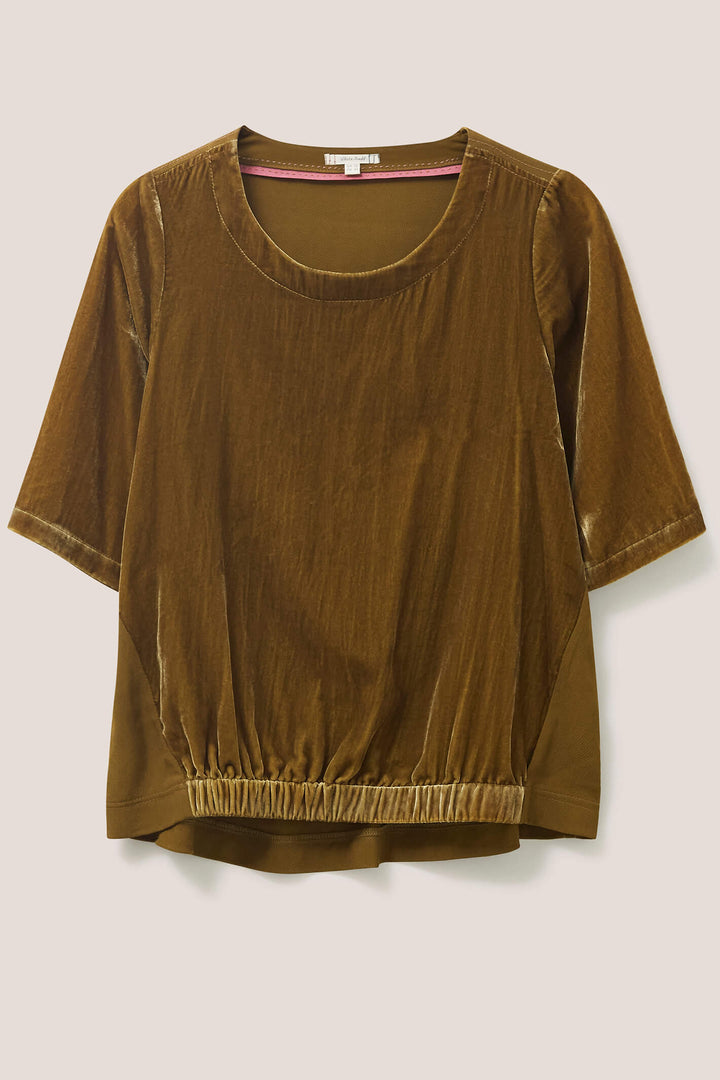 White Stuff 437398 Viola Velvet Mid Chartreuse Top - Shirley Allum Boutique