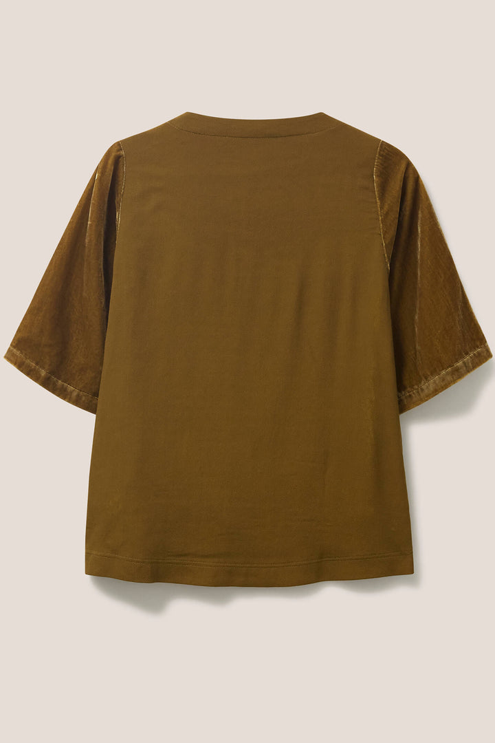 White Stuff 437398 Viola Velvet Mid Chartreuse Top - Shirley Allum Boutique