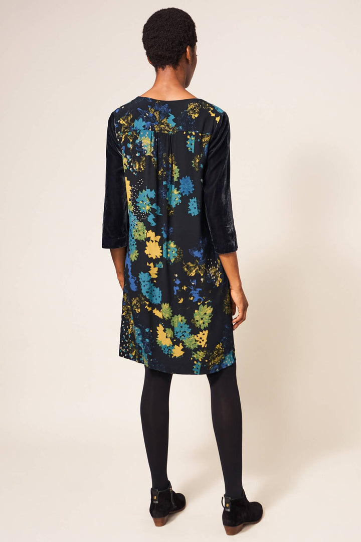 White Stuff 437421 Izzy Grey Multi Velvet Mix Dress - Shirley Allum Boutique