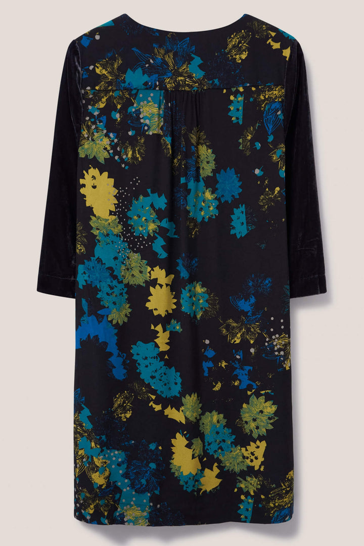 White Stuff 437421 Izzy Grey Multi Velvet Mix Dress - Shirley Allum Boutique