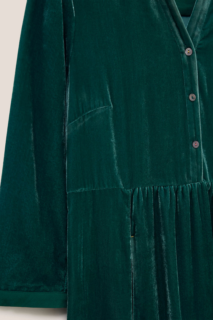 White Stuff 437422 Naya Mid Teal Velvet Midi Dress - Shirley Allum Boutique