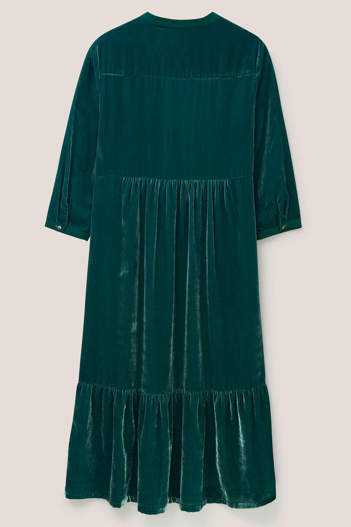 White Stuff 437422 Naya Mid Teal Velvet Midi Dress - Shirley Allum Boutique