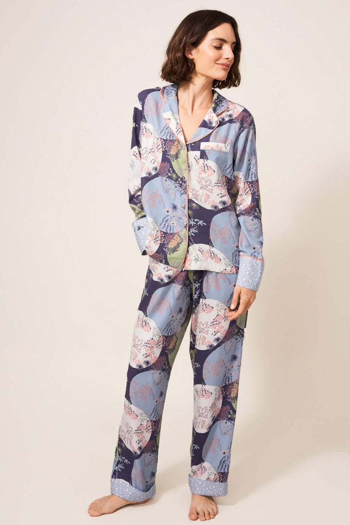 White Stuff 437434 Nina Grey Multi Woven Organic Pyjama Trousers - Shirley Allum Boutique
