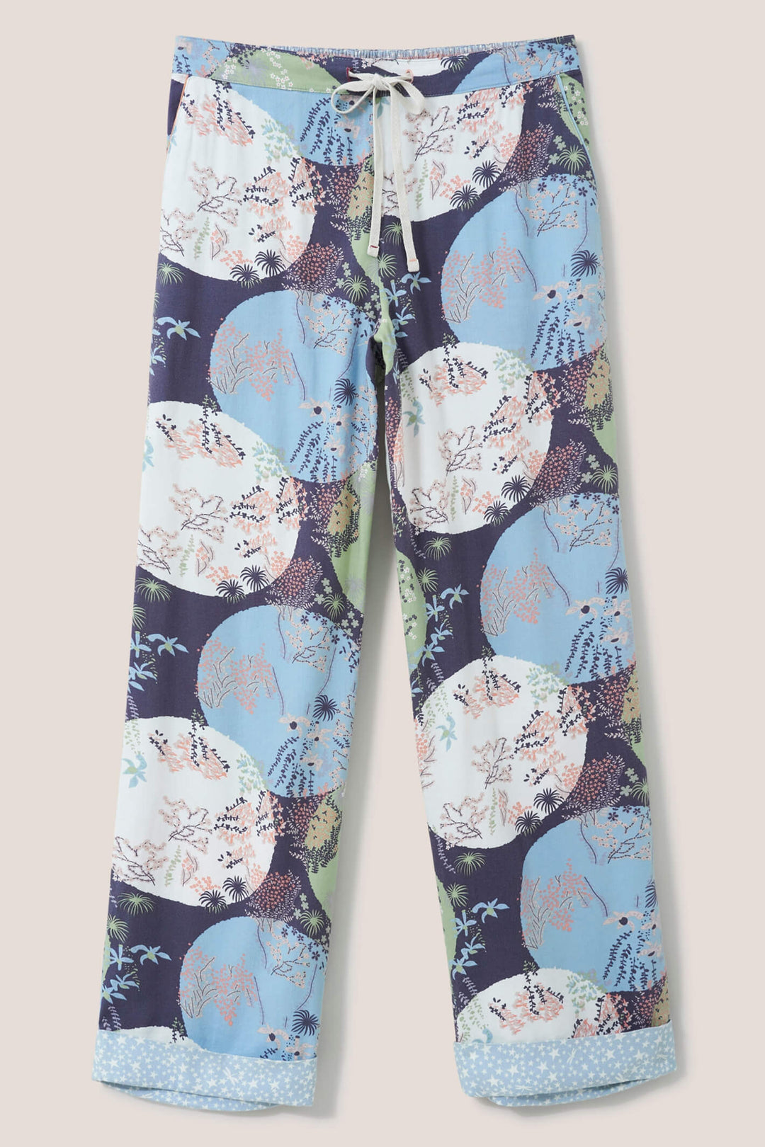 White Stuff 437434 Nina Grey Multi Woven Organic Pyjama Trousers - Shirley Allum Boutique