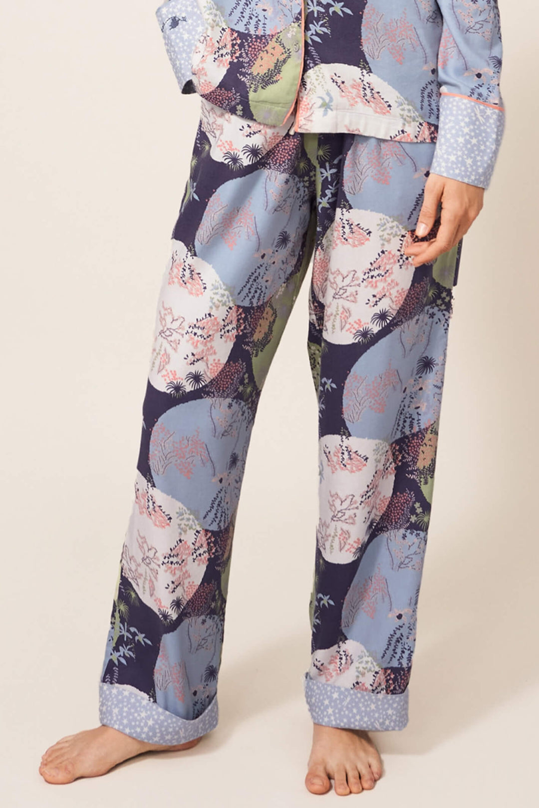 White Stuff 437434 Nina Grey Multi Woven Organic Pyjama Trousers - Shirley Allum Boutique