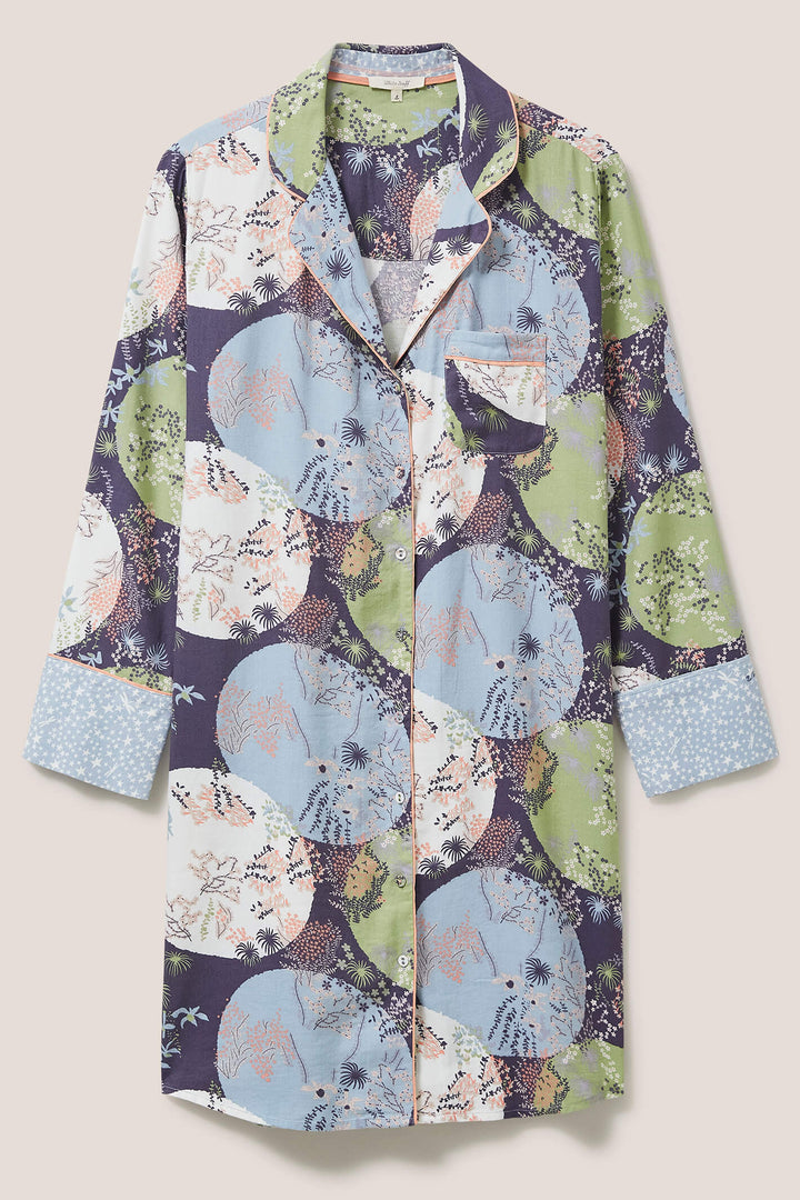 White Stuff 437439 Nina Grey Multi Woven Organic Night Dress - Shirley Allum Boutique