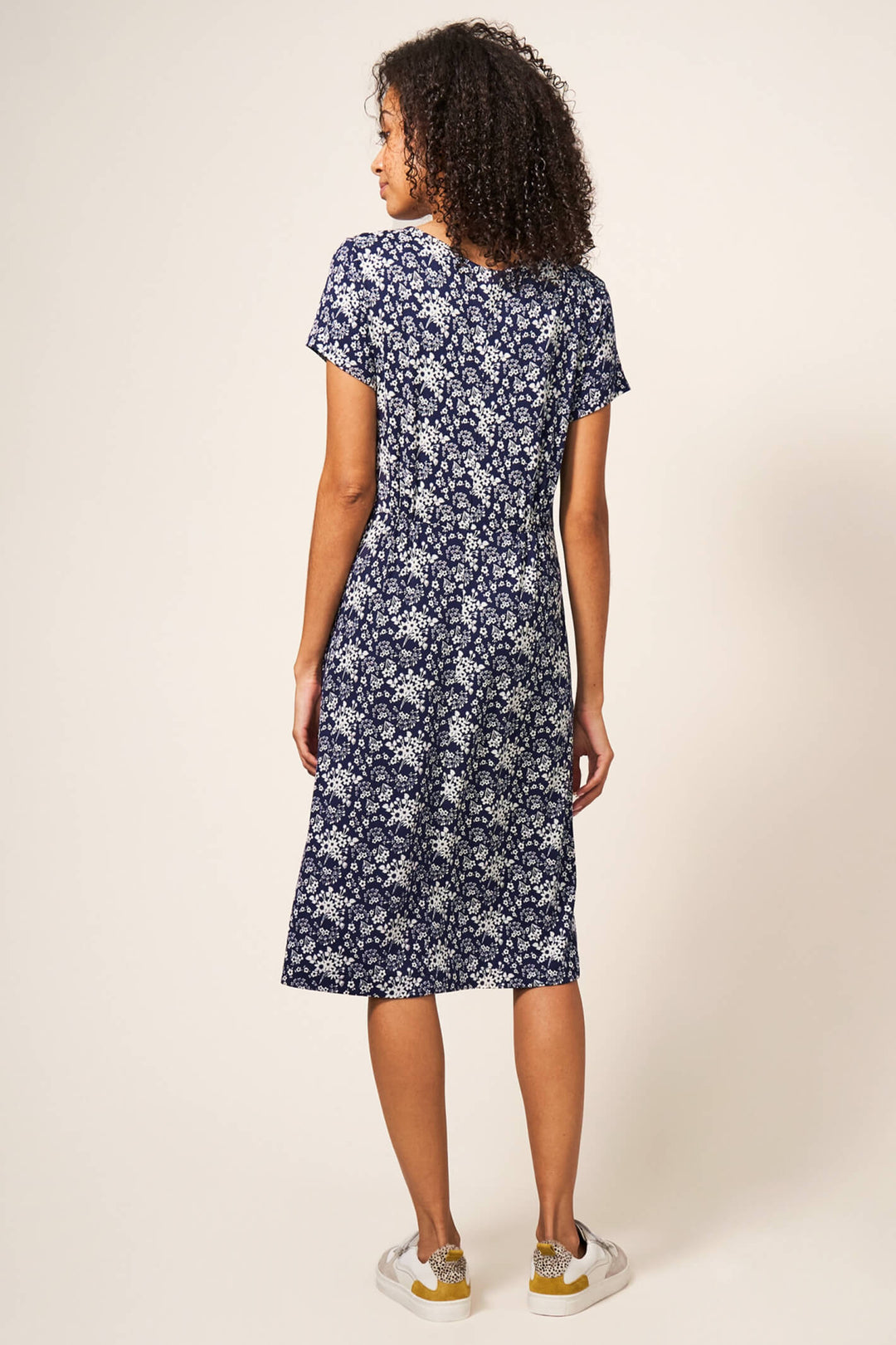 White Stuff 438270 Tallie Ivory And Navy Multi Eco Vero Jersey Dress - Shirley Allum Boutique